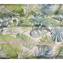 Watercolor Leaves white  - Cotton Organic Panama