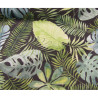 Watercolor Leaves charcoal black  - Cotton Organic Panama