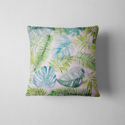 Watercolor Leaves white  - Cotton Organic Panama