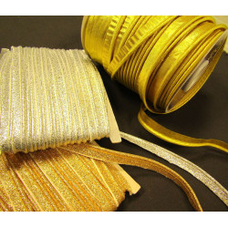 Flanged fabric piping cord  - gold brocade 