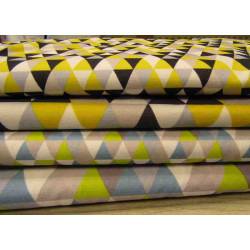 Mustard-White-Grey  Triangles - 100% Cotton