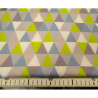 Small Triangles lime-blue-grey  - 100% Cotton