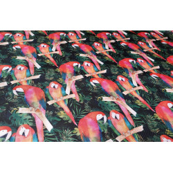 Waterproof fabric - Red Parrots in Jungle