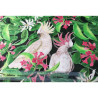 White parrots on black - Water resistant fabric