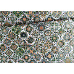 100% Waterproof fabric -  Mosaic - green&orange
