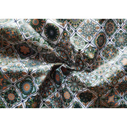 100% Waterproof fabric -  Mosaic - green&orange