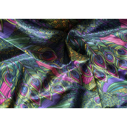 Fashion satin   - Peacock feathers