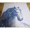 Ready Panel - Toile de Jouy style Horsehead - navy on white- heavyweight panama - navy on white background