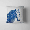 Ready Panel - Toile de Jouy style Horsehead - heavy weight panama - navy on white background- example cushion