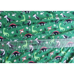 Cotton interlock jersey - Dinosaur Prehistoric on green