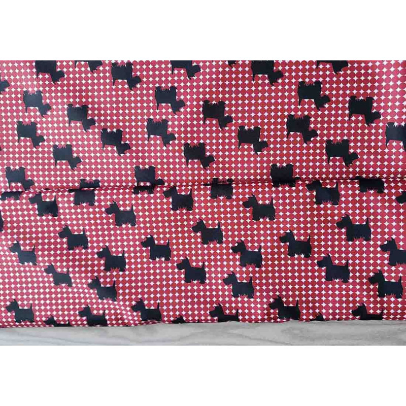 Scottie Dog Design - Teal -  Water Resistant Fabric