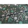 Metallic Christmas Tree&swirls  green - 100% Cotton