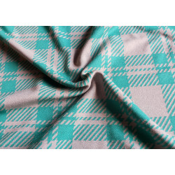 Italian jersey - check in turquoise&grey