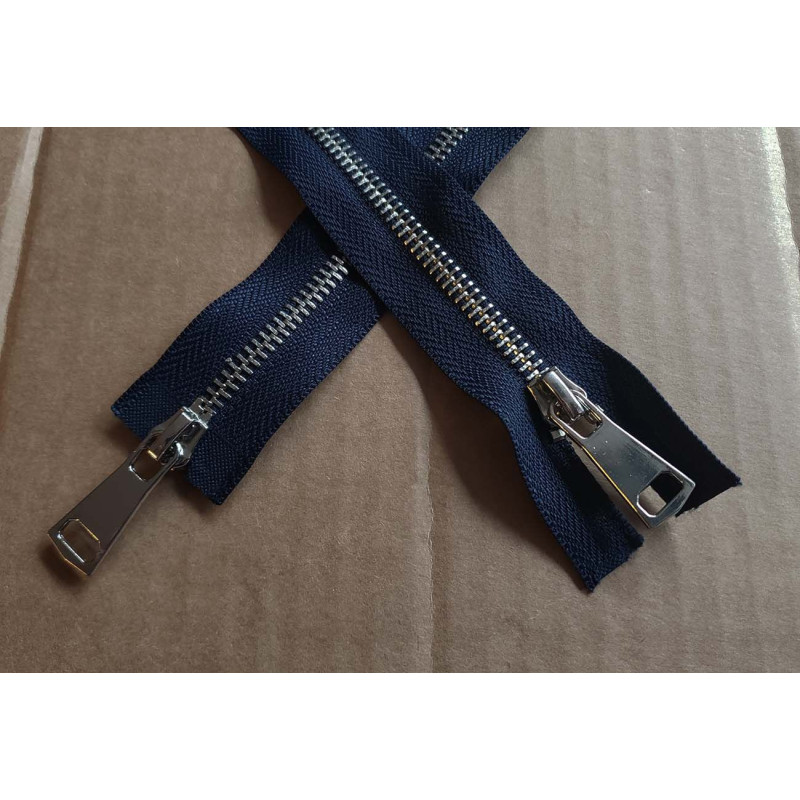 double slider nickel metal zip - grey - 90cm