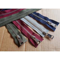 double slider nickel metal zip - grey - 90cm