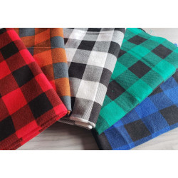 Brushed cotton fabric -  Buffalo check - white&black