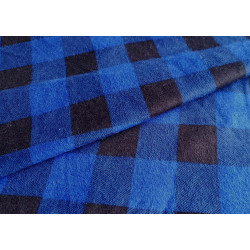 Brushed cotton fabric -  Buffalo check - royal blue&black