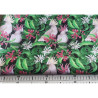 Small white parrots on black - Water resistant fabric with the ruler