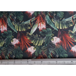 Water- resistant fabric - Tropical plants on graphitegrey