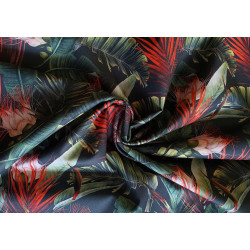 Water- resistant fabric - Tropical plants on graphitegrey