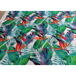 Watercolor hummingbirds on tropical plants - water-resistant fabric