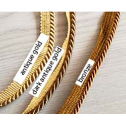 Flanged rope  piping cord 5mm- set of three gold shades, across the image