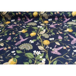 Chinoiserie Lemons on navy- upholstery velvet