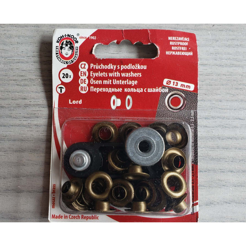 Metal eyelets kit - size13  - antique brass