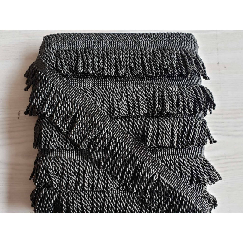 Thick bullion fringe - 60mm - black