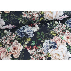 Night Hydrangeas on graphite grey- upholstery velvet