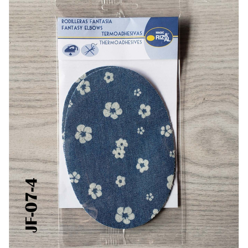 Iron-on cotton denim elbow patches - hawaiian flowers