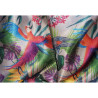 Fashion satin   -Parrots on silver