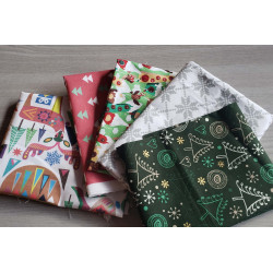 Cotton fabric remnants bundle -Christmas patterns