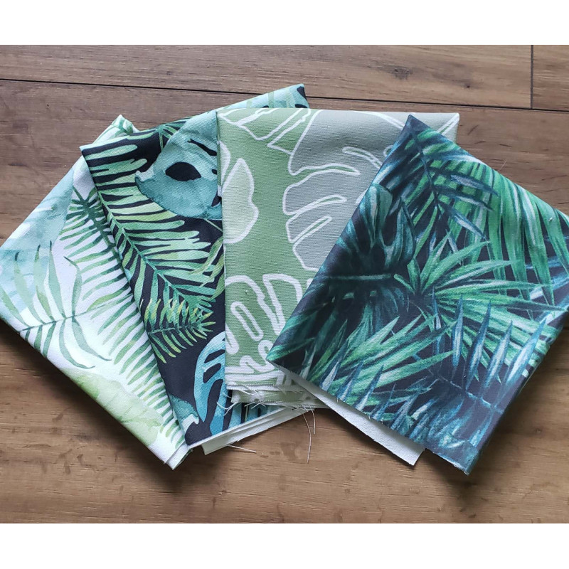 Cotton fabric remnants bundle -heavy panama - tropical prints Cotton fabric remnants bundle -heavy panama - tropical prints