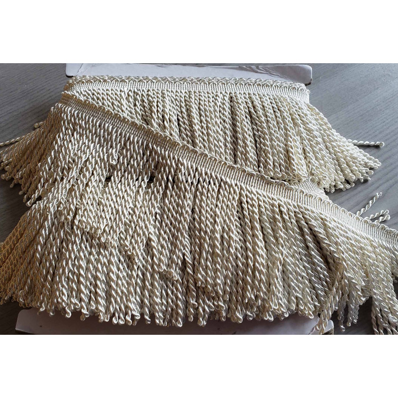 Thick bullion fringing - 125mm (5'') in ivory color, luxury trim for upholstery