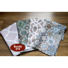 Outdoor fabric remnants bundle - 4 pieces, ornamental patterns mix on the table