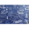 Outdoor 100% waterproof fabric - OLD SEA MAPS pattern  in navy color photoshoot with fold