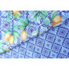 Water- repellent fabric -  Watercolour lemons on blue azulejos