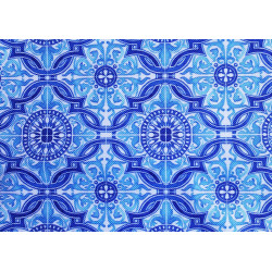 Water-resistant canvas fabric -  Watercolour blue azulejos