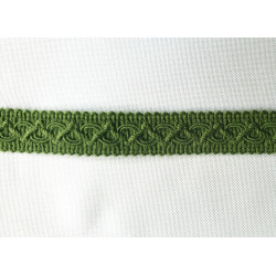 Cotton gimp trim 20mm wide in forest green color, detail shot on white background