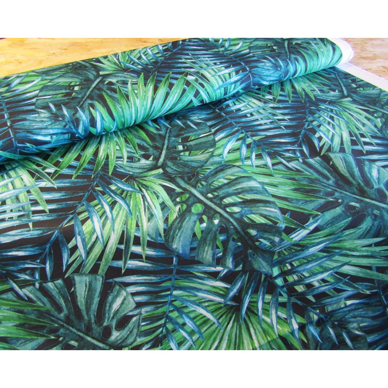 Water- resistant canvas fabric - Palm Leaves - remnant 0.35/155cm