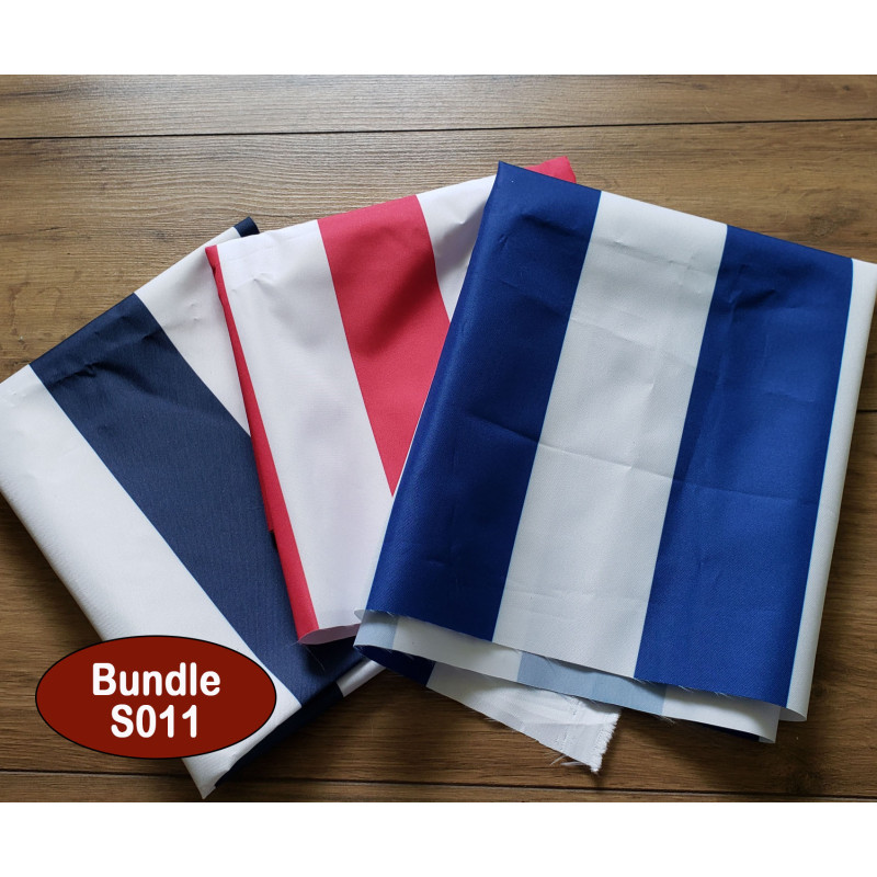 Outdoor fabric remnants bundle -3pieces, colorful stripes  mix on the table