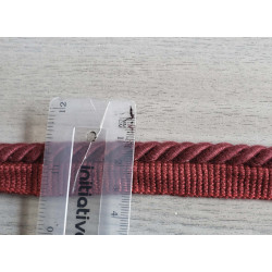 Upholstery, thick flanged cotton rope piping cord 8mm - burgundy, straight, placed on the table with the ruler