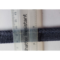 Marl denim blue Insertion cord with braided cord look, close-up capture with the ruler