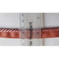 Flanged insertion cord, 5mm wide in beautiful dusky pink color on white background with ruler