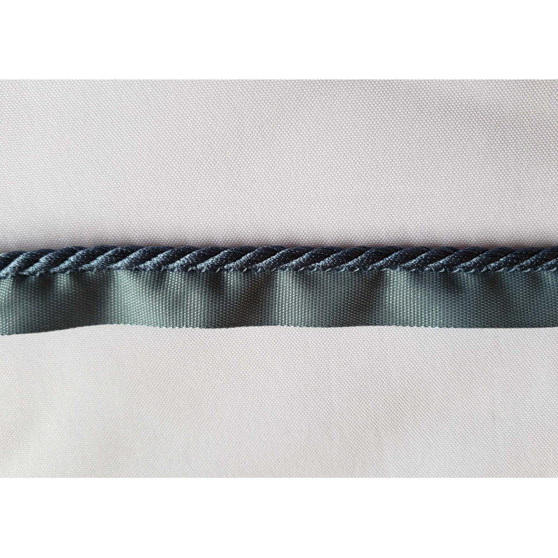 Flanged insertion cord, 5mm wide in beautiful slate blue color on white background