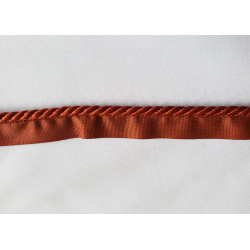 Flanged insertion cord, 5mm wide in beautiful terracotta color on white background