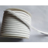A full reel of plain, white flanged piping cord on white background