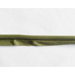 Plain, olive green flanged piping cord on white background