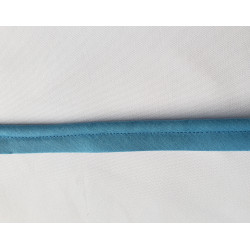 Plain, cornflower blue flanged piping cord on white background